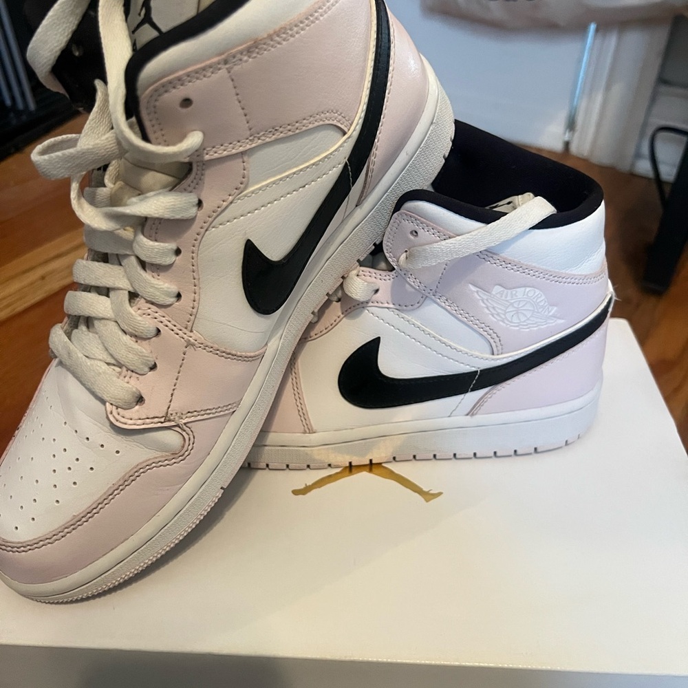 Nike Women's Air Jordans- High top Sneakers- Black, White and Baby Pink
